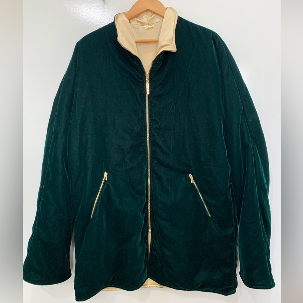 St. John Dark Green Bomber Jacket with Gold Zippers size S like new